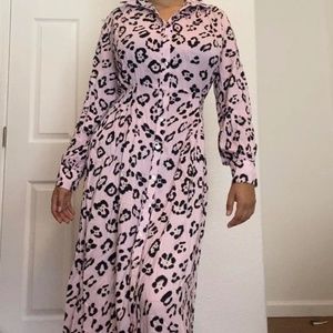 9. Pink Panther Long Sleeve Button Up Dress